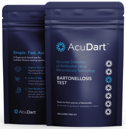 Front of Package for AcuDart Bartonellosis At-Home Screening Test