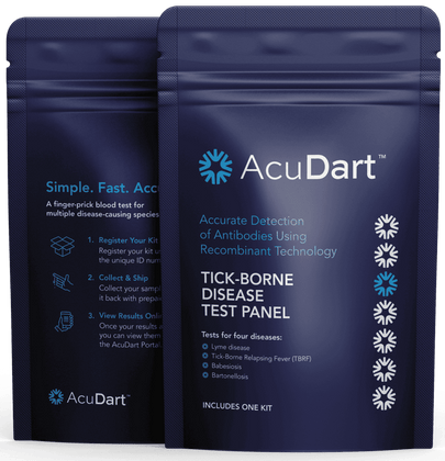Front of Package for AcuDart Tick-Borne Disease At-Home Screening Test Panel